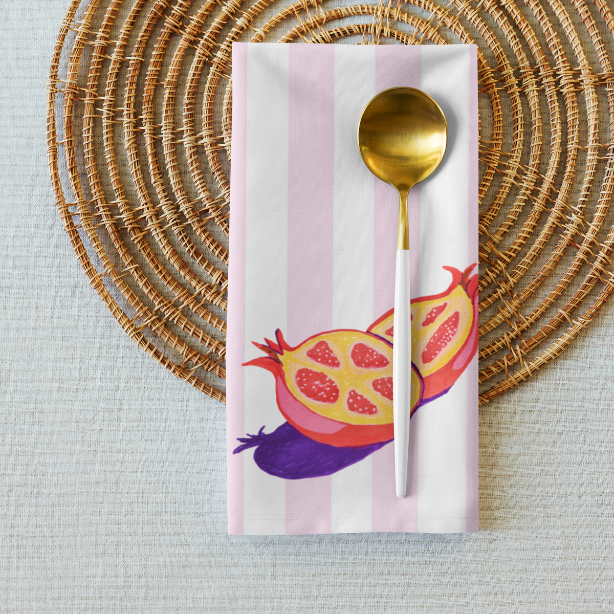 Pomegranates & Pink Cloth Napkins