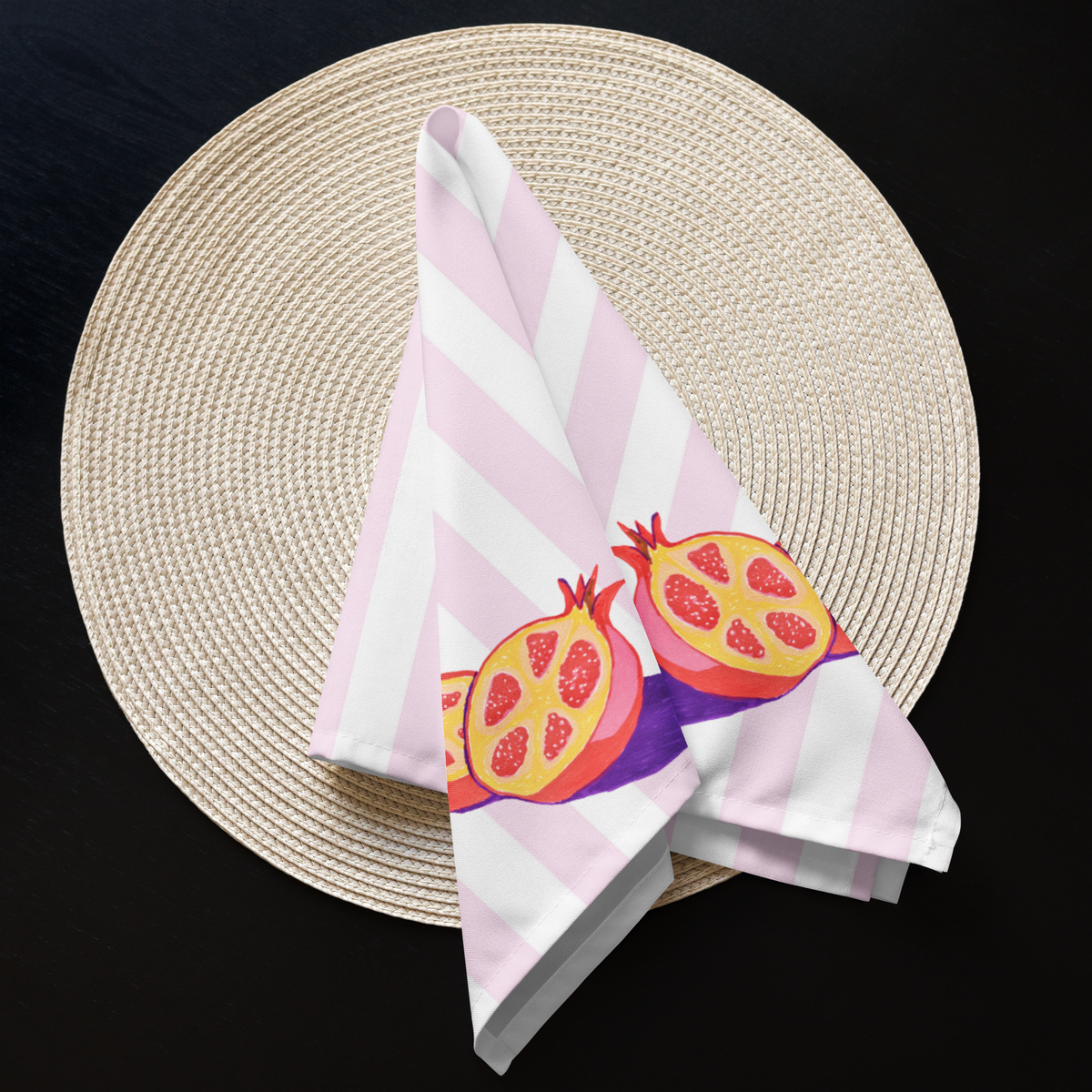 Pomegranates & Pink Cloth Napkins