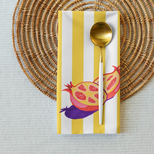 Pomegranates & Yellow Cloth Napkins