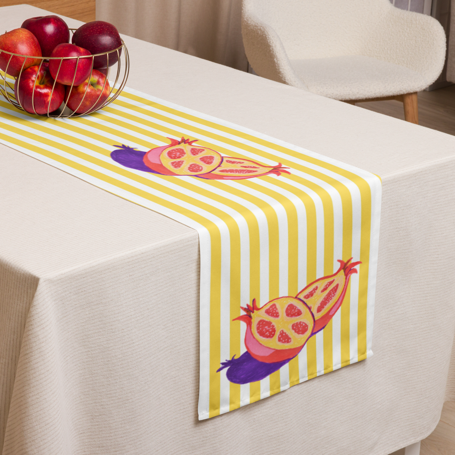 Pomegranates & Yellow Table Runner