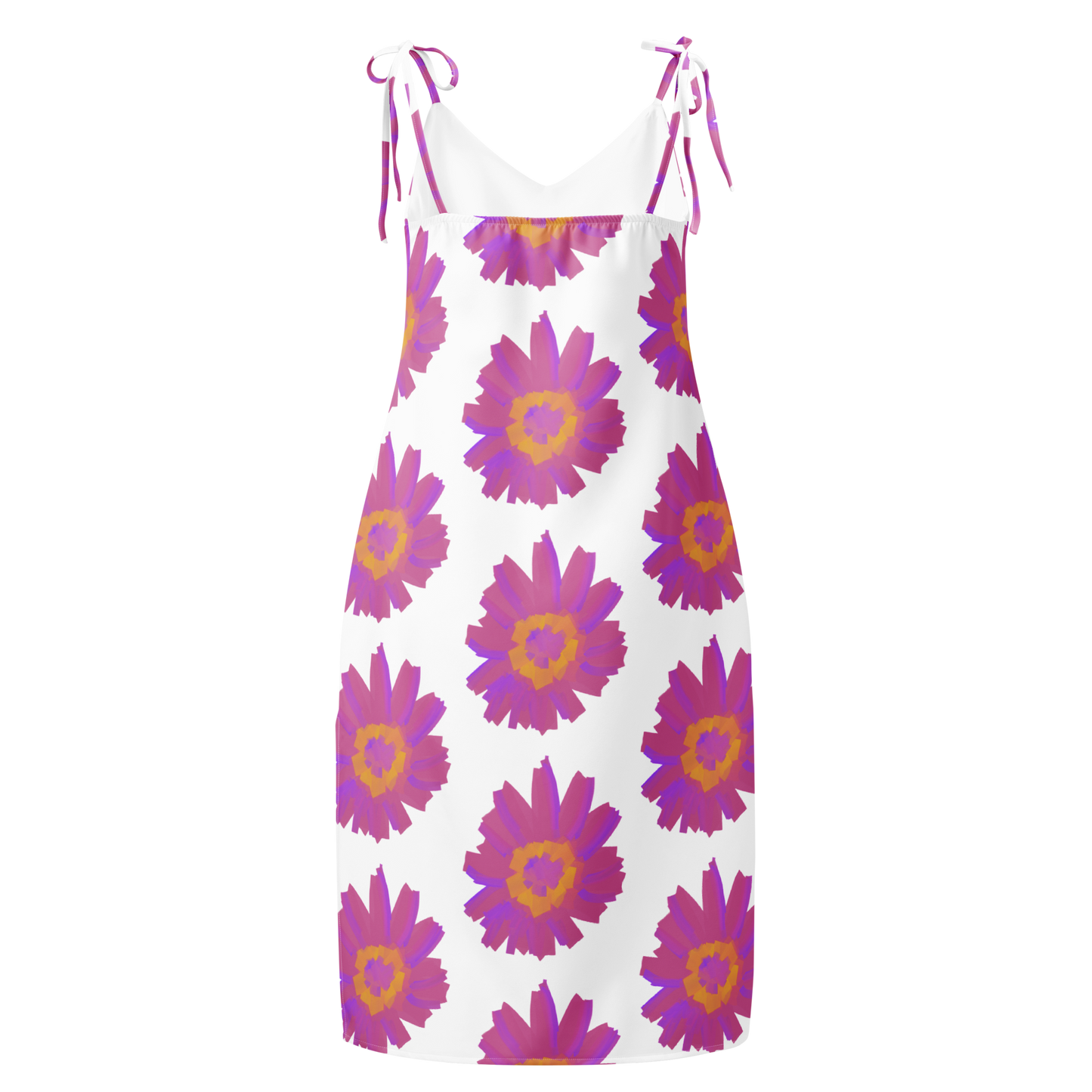 Pink Pop Bloom Tie-Strap Midi Dress